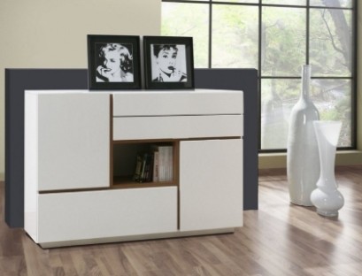 White chest of drawers with recess