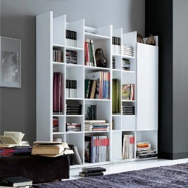 White shelving for home library books