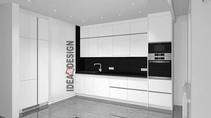 The design of the project corner kitchen in gloss