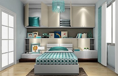 Bed with wardrobe in teen's room