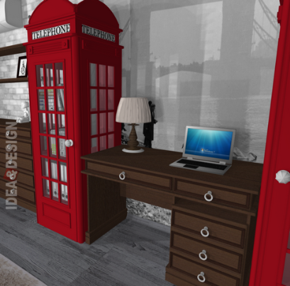 Bookcase in the style of a British telephone booth