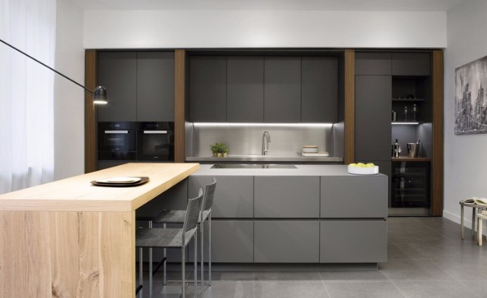 The modern kitchen is custom made