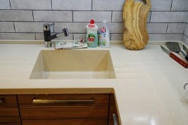 Built-in sink in the kitchen countertop