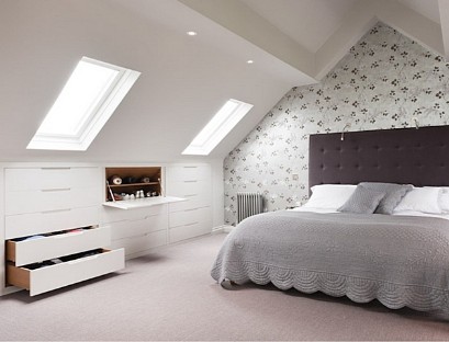 Built-in chest of drawers on the attic floor